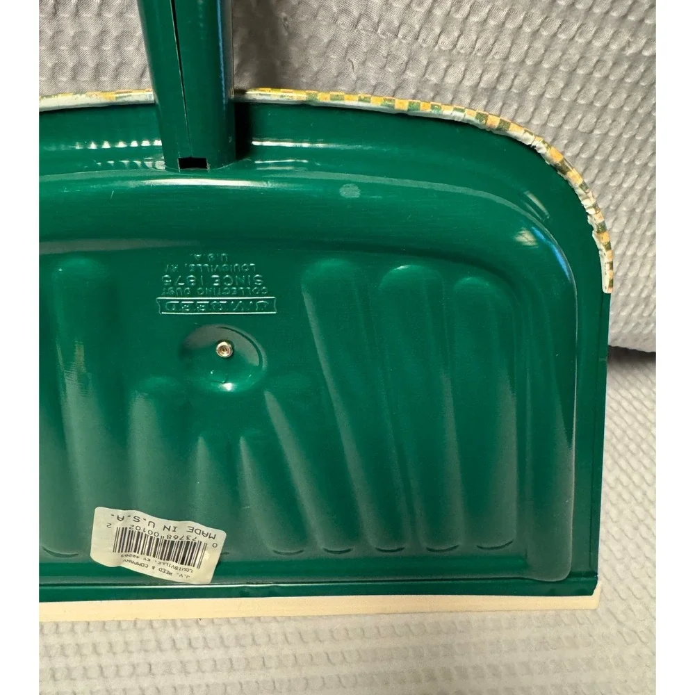 USA Vintage JV REED Green Metal Dustpan Farm Pigs Piglets Farmhouse Cottage Core